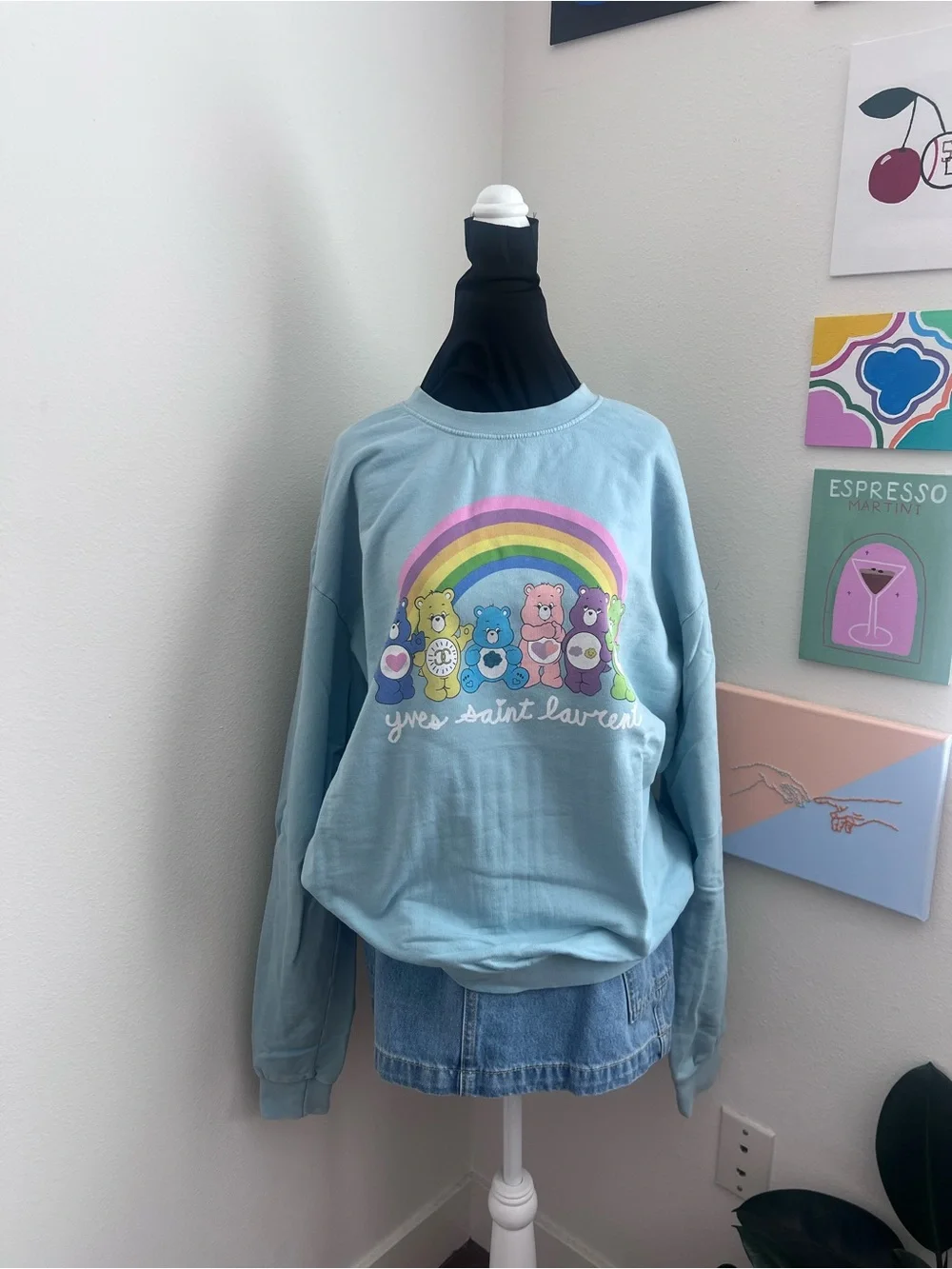 Mega Yacht Care Bears Rainbow Graphic Crewneck Sweatshirt